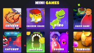 Mini-jeux Mystake Casino – Chicken, Dino, Squid Game, Doors, Thimbles
